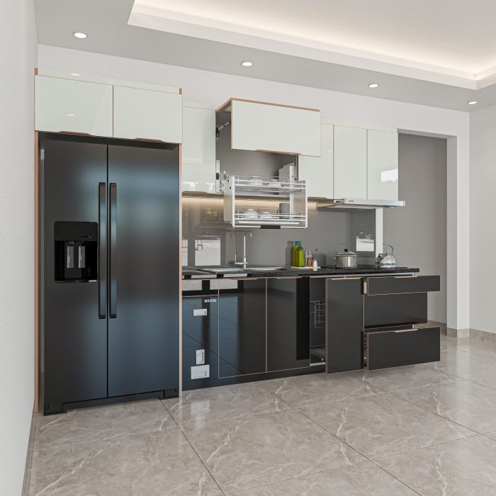 tủ bếp inox 304 cánh kính chữ I mã IKI33TL