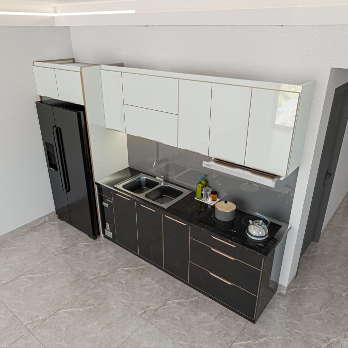 tủ bếp inox 304 cánh kính chữ I mã IKI33TL