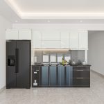 Tủ bếp inox cánh kính 3.3m chữ I