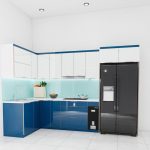 tủ bếp inox cánh kính chữ L mã IKL1533TL