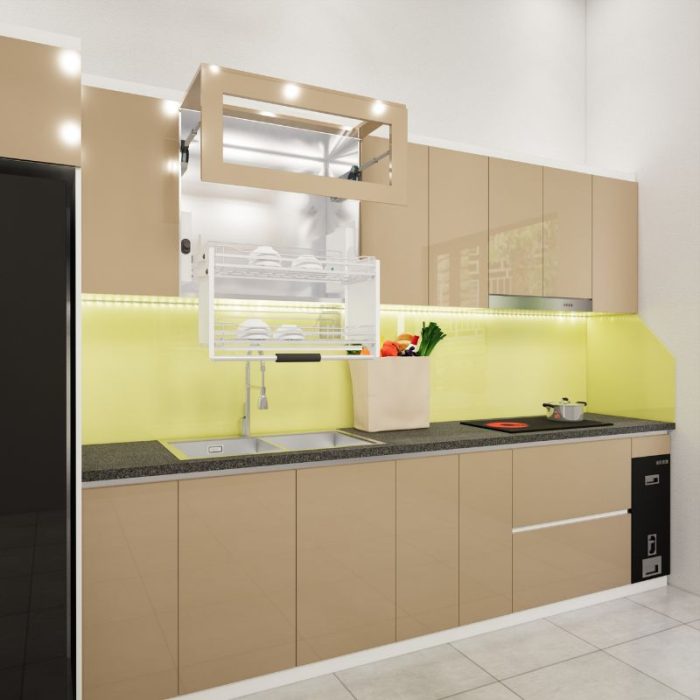 Tủ bếp inox cánh acrylic 3.9m chữ I - Ảnh 2