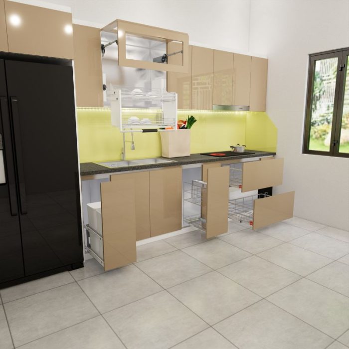 Mẫu tủ bếp inox 304 cánh acrylic chữ I mã IAI39TL (3)