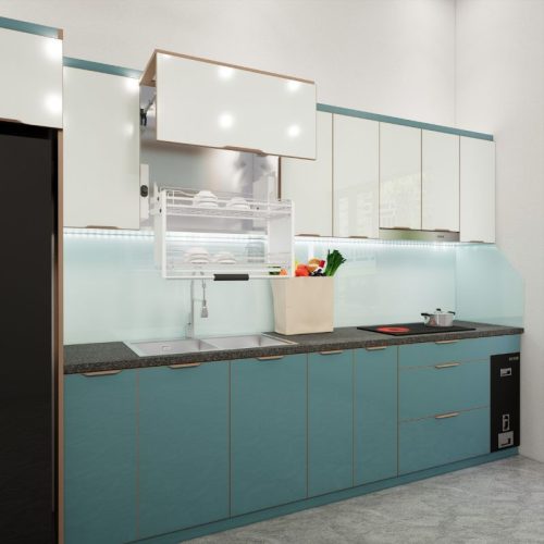 Mẫu tủ bếp inox 304 cánh kính cường lực chữ I mã IKI39TL (2)