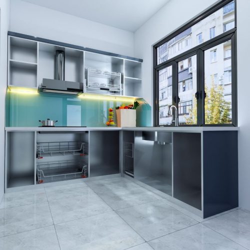 Mẫu tủ bếp inox 304 cánh kính mã IKL2323