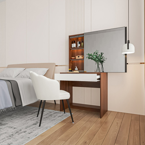 bàn trang điểm 80cm màu óc chó mẫu 2 (3)