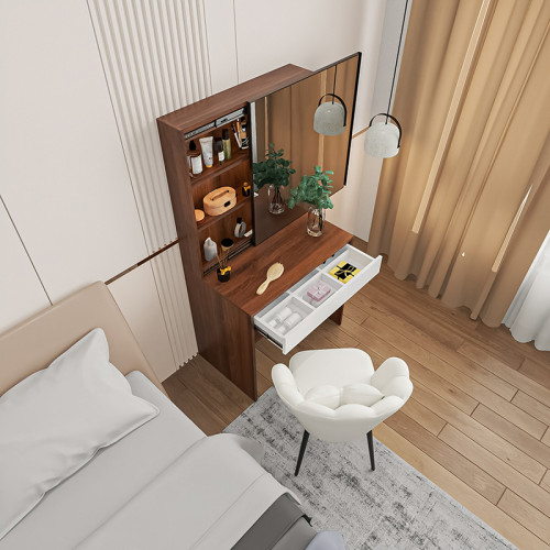 bàn trang điểm 80cm màu óc chó mẫu 2 (4)