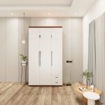 tủ 3 buồng màu óc chó cánh trắng mẫu 2