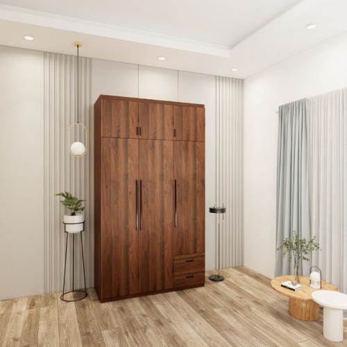 tủ 3 buồng màu óc chó mẫu 2