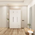 tủ 3 buồng màu sồi cánh trắng mẫu 2