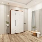 tủ 3 cánh màu óc chó cánh trắng mẫu 1