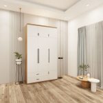 tủ 3 cánh màu sồi cánh trắng mẫu 1
