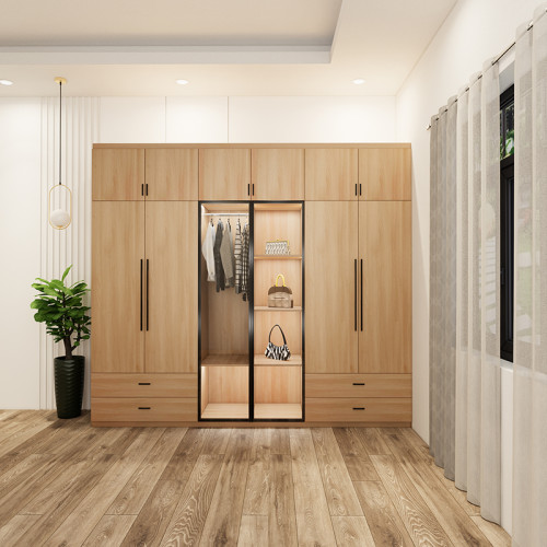 tủ 6 buồng cánh kính màu sồi mẫu 2 (2)