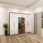 tủ 6 buồng màu óc chó có cánh kính và cánh trắng mẫu 2 (1)