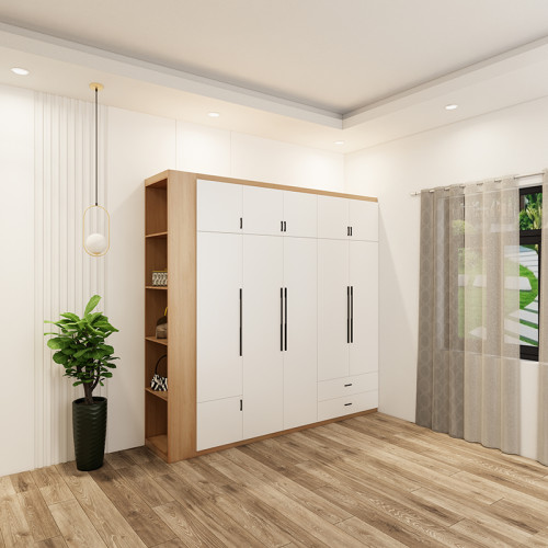 tủ 6 buồng màu sồi cánh trắng có ô trang trí mẫu 5 (1)