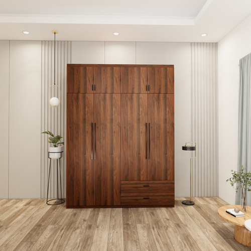 tủ quần áo 4 buồng màu óc chó mẫu 1 (2)