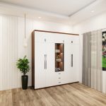 tủ quần áo 5 buồng màu óc chó cánh trắng và cánh kính mẫu 2 (1)