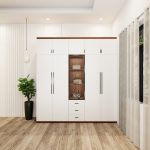 tủ quần áo 5 buồng màu óc chó cánh trắng và cánh kính mẫu 2 (2)
