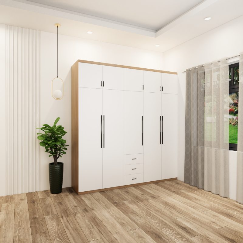 tủ quần áo 5 buồng màu sồi cánh trắng mẫu 1 (1)