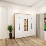 tủ quần áo 5 buồng màu sồi cánh trắng và cánh kính mẫu 2 (1)