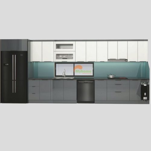 Mẫu tủ bếp inox chữ I 5.3m