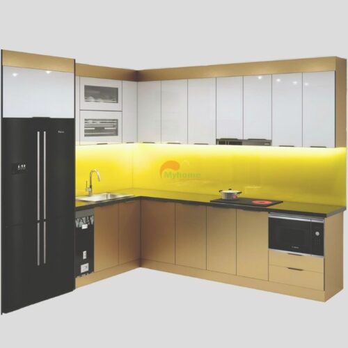 Mẫu tủ bếp inox cánh kính chữ L 2.8x2.9m-3