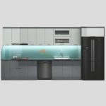 Mẫu tủ bếp inox cánh kính chữ I 4.4m-2