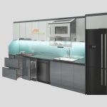 Mẫu tủ bếp inox cánh kính chữ I 4.4m-1