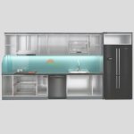 Mẫu tủ bếp inox cánh kính chữ I 4.4m-3