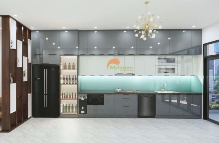 Tu-bep-inox-canh-kinh-chu-I-6m-1 Tủ bếp inox cánh kính chữ I dài 6m