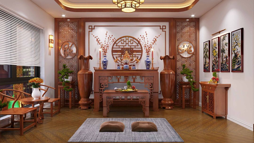 Phòng thờ hiện đại là phòng thờ được thiết kế một cách thông minh. Với những vật liệu hiện đại và thiết kế thông minh