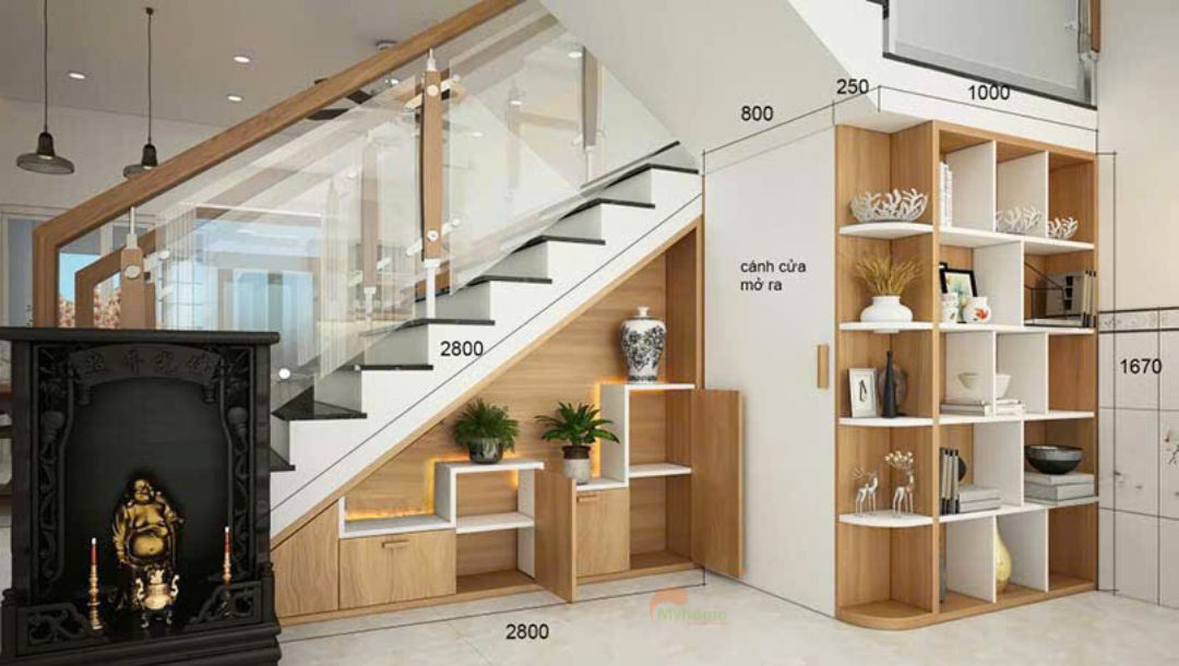 Tùy mỗi gia chủ với những nhu cầu sử dụng khác nhau. Gầm cầu thang được thiết kế công năng phù hợp với từng gia đình