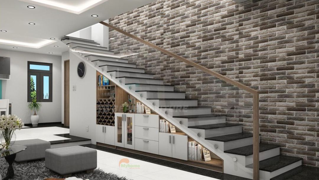 Mỗi chiếc cầu thang đặt ở mỗi vị trí khác nhau lại là một thiết kế tạo nên sự độc đáo trong căn nhà