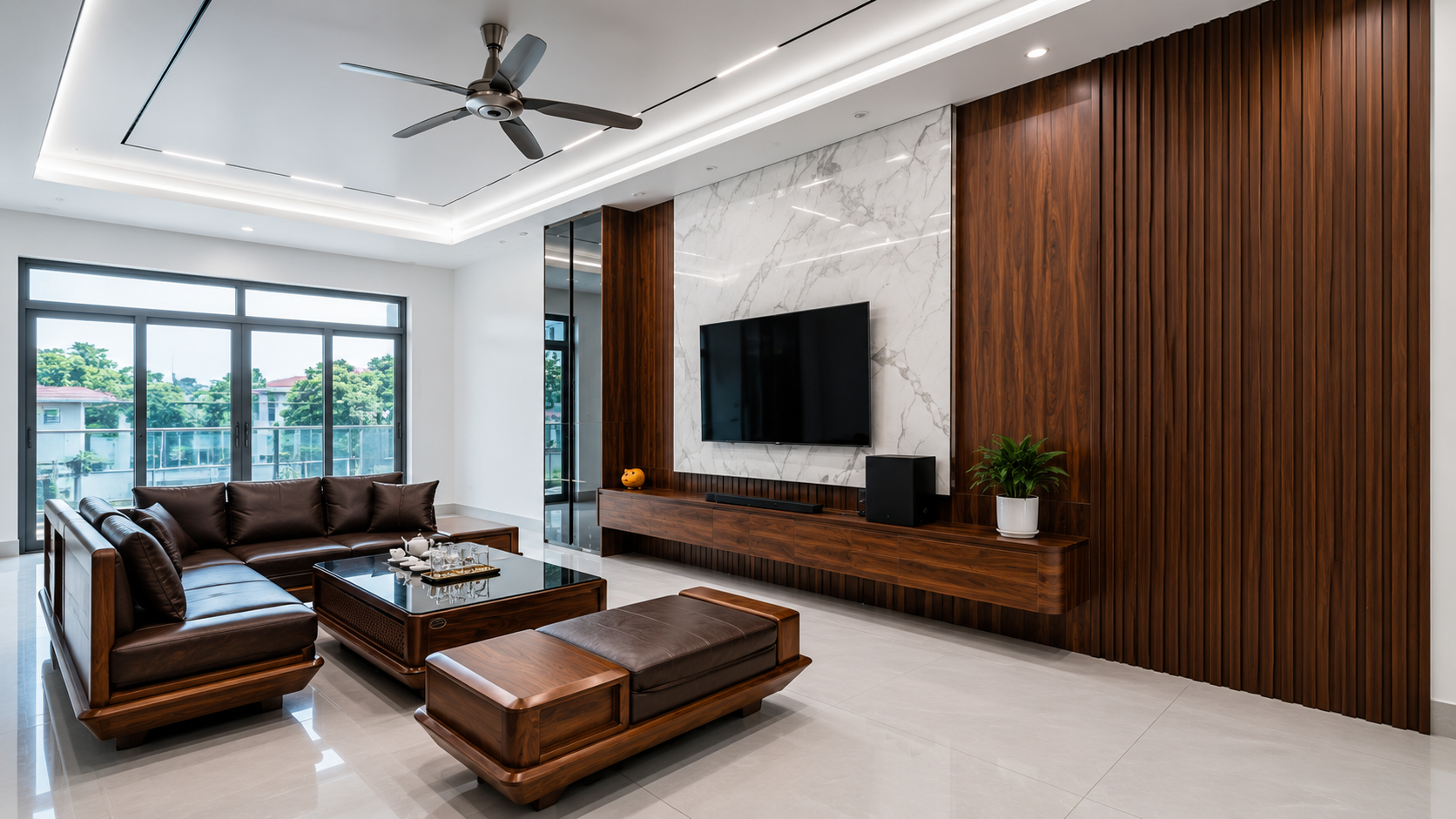 Công trình thực tế nội thất phòng khách hiện đại do Myhome thi công