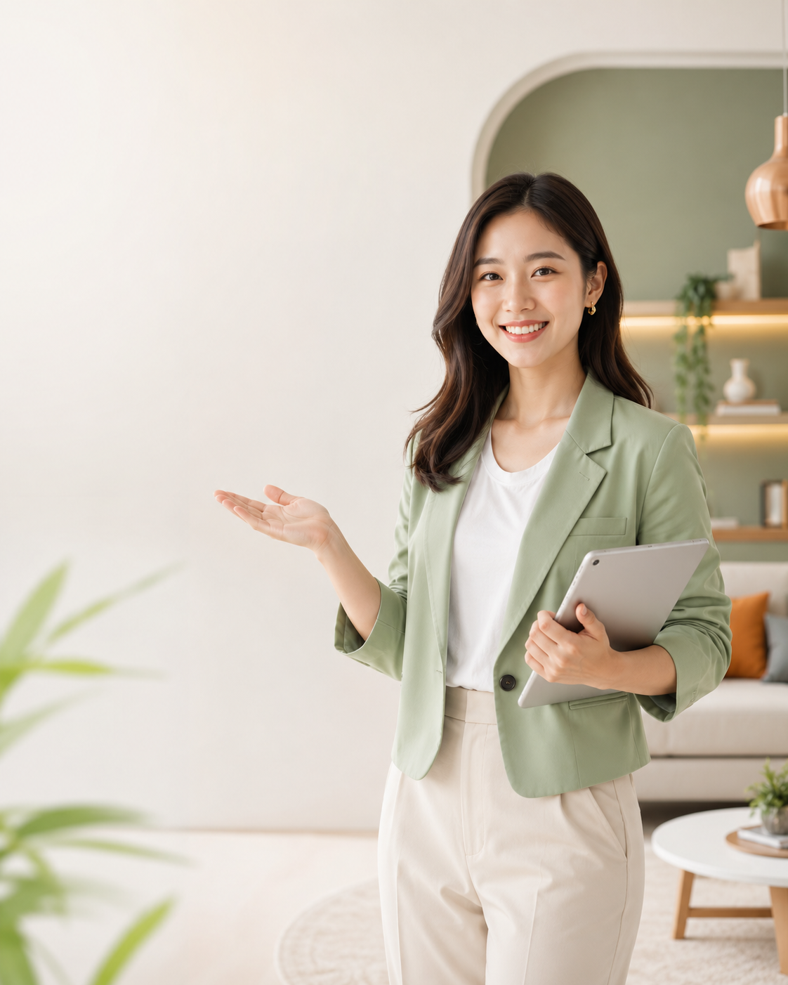 Nhân viên Myhome tư vấn thiết kế thi công nội thất cho khách hàng
