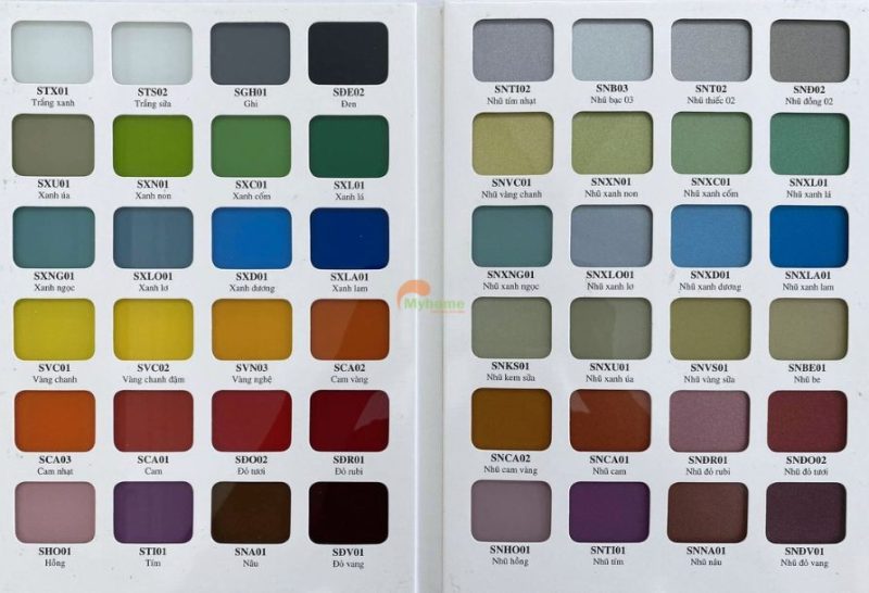 Bảng màu sơn cánh kính tủ bếp