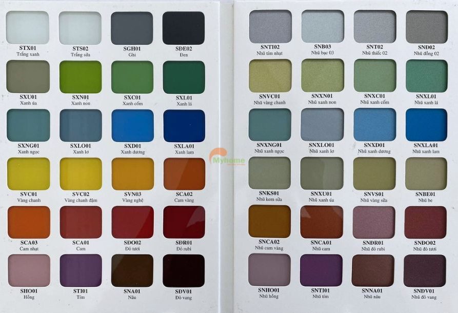 Bảng màu sơn cánh kính tủ bếp