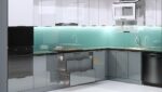 Tủ bếp inox cánh kính chữ L kích thước 3.5x3.5m 5