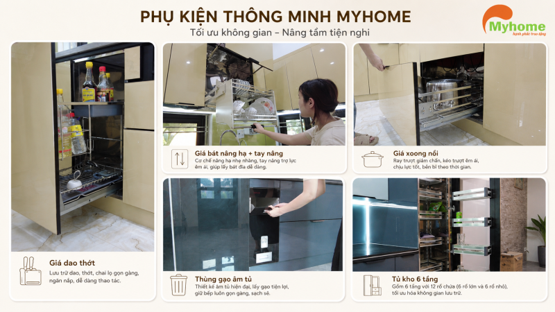 Phụ kiện tủ bếp thông minh phổ biến