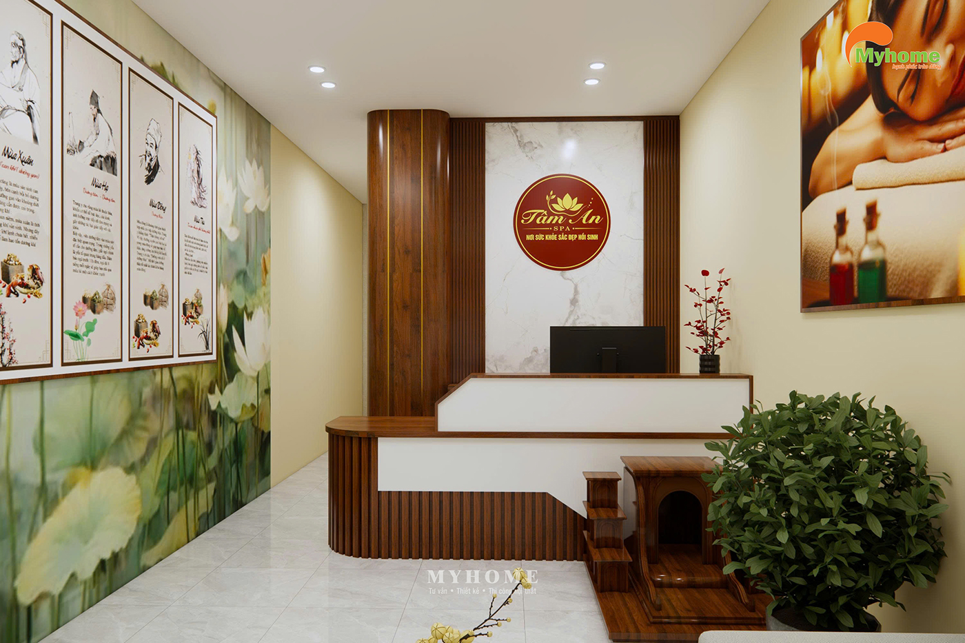 Phương án khu vực lễ tân Spa Tâm An