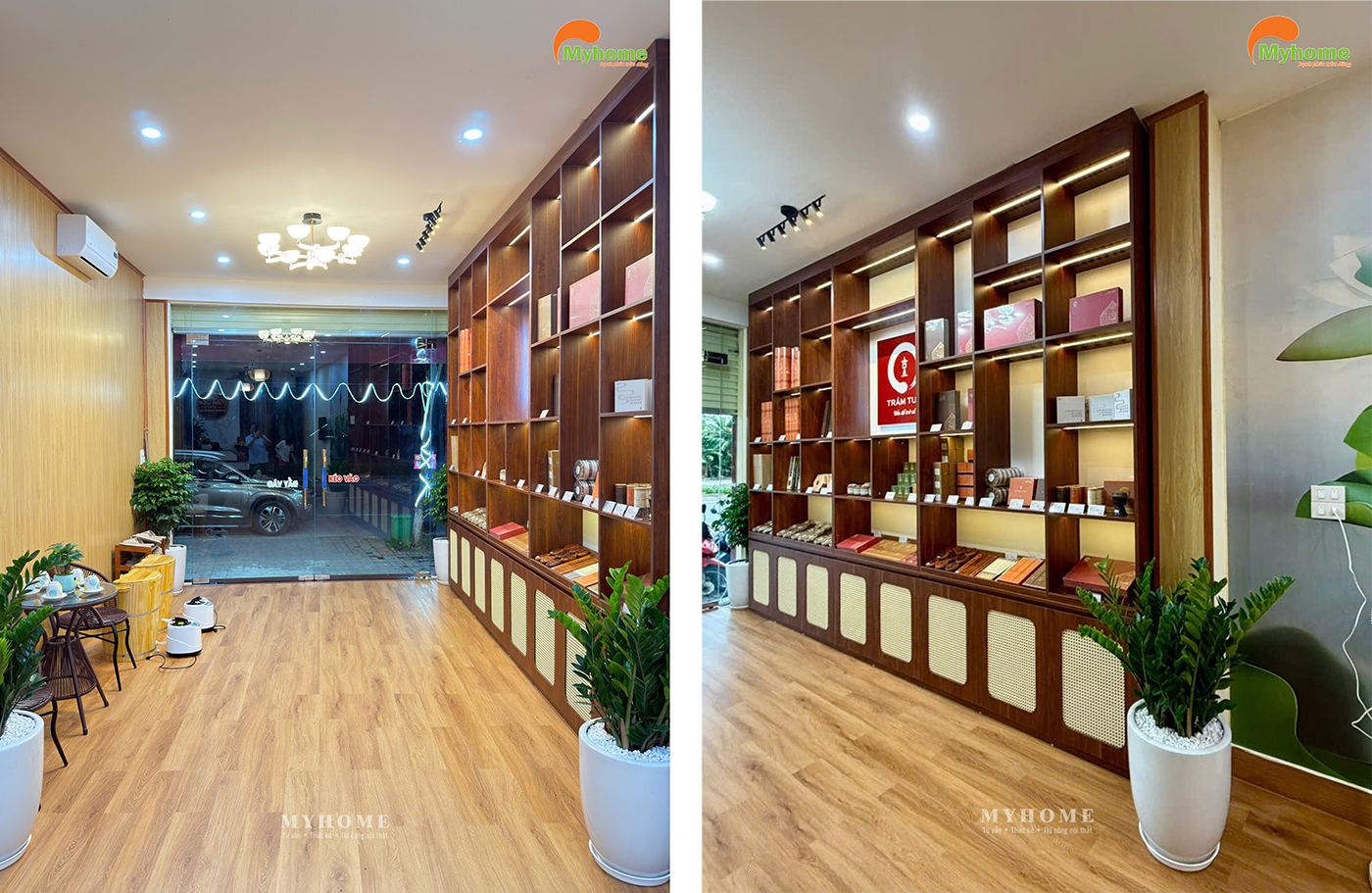 Kệ trưng bày sản phẩm trong Spa Tâm An