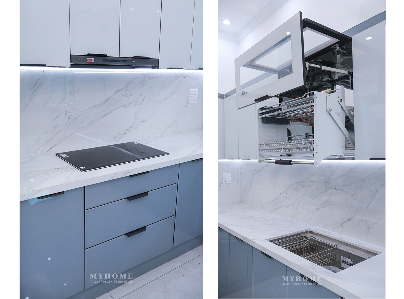 Khu vực bếp nấu và mặt bàn thao tác