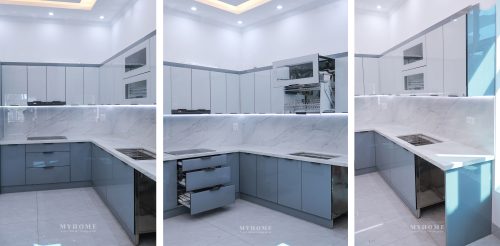 Toàn cảnh tủ bếp inox tại Duy Tiên sau hoàn thiện