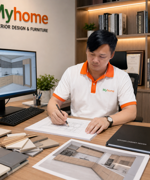 Thiết kế nội thất tại văn phòng Myhome